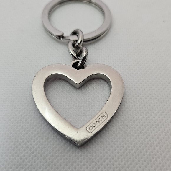 COACH Keychain Heart Shaped Silver Tone - Picture 2 of 3